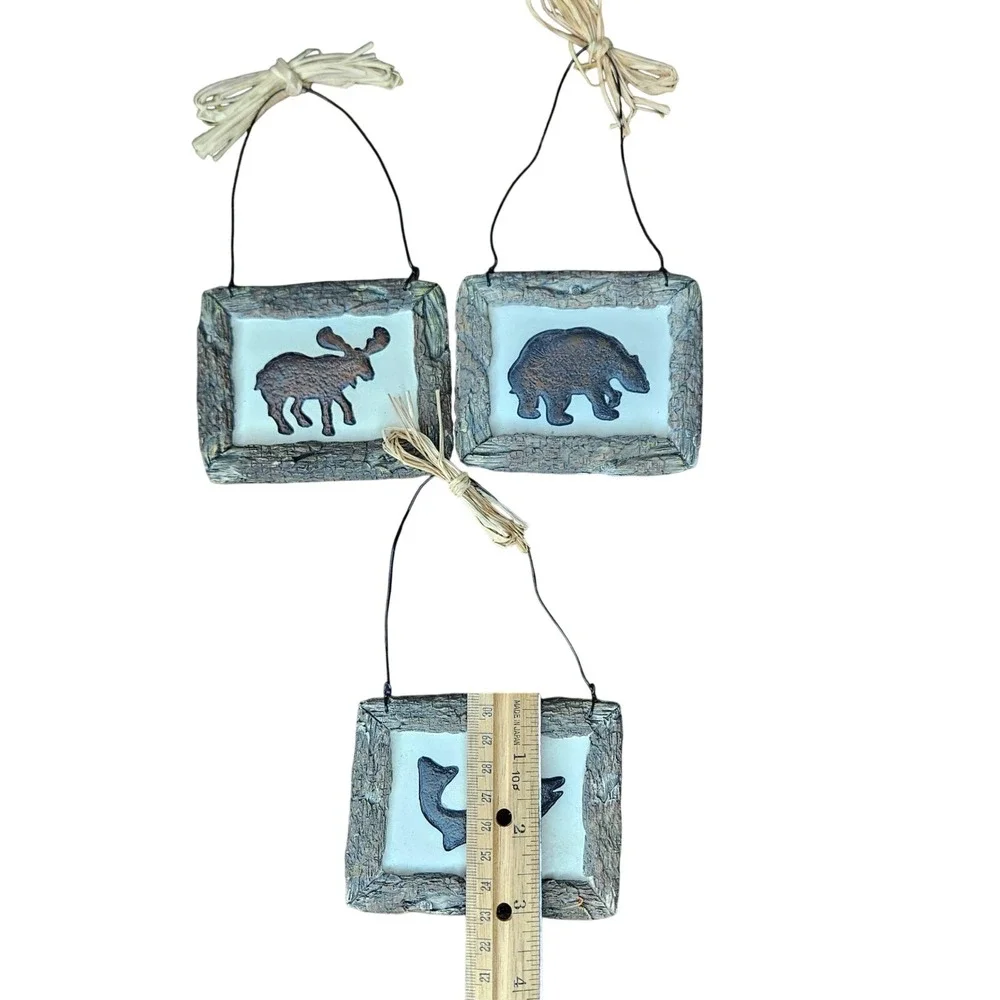 Homemaker's‎ Idea Company Rustic Wildlife Lodge Wall Art Set Moose Bear Fish 3pc